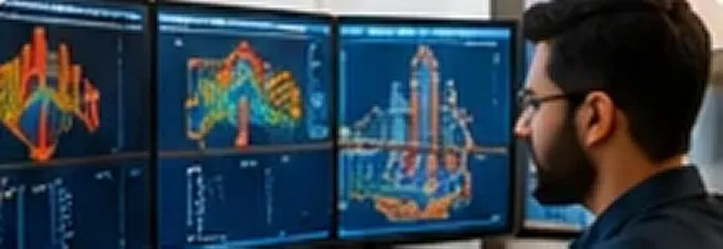 Engineer reviewing 3D plant models