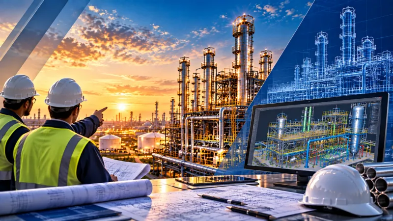 Engineers reviewing a plant layout