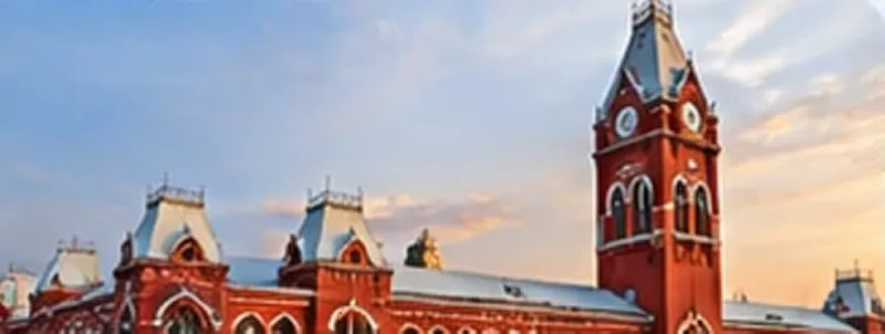 Chennai Central railway station at sunset