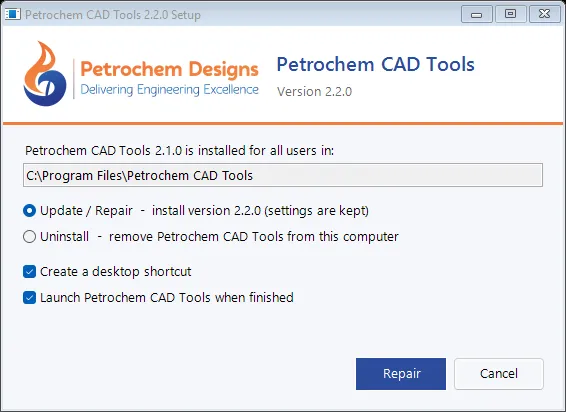 Petrochem CAD Tools repair and update