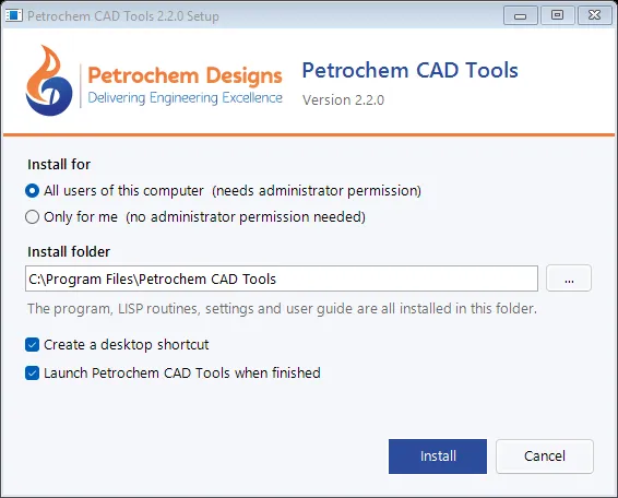 Petrochem CAD Tools setup